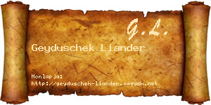 Geyduschek Liander névjegykártya